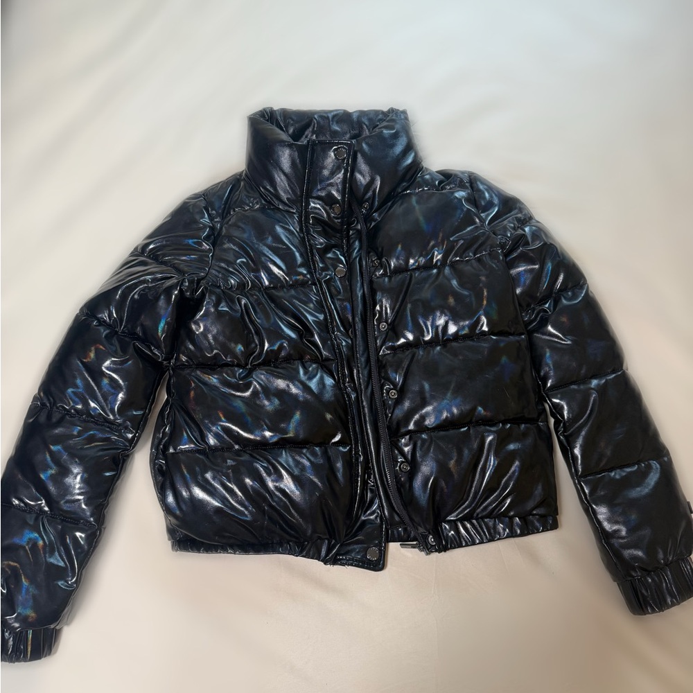 DKNY Shiny Black Puffer Jacket - size S (bur can fit size M!)